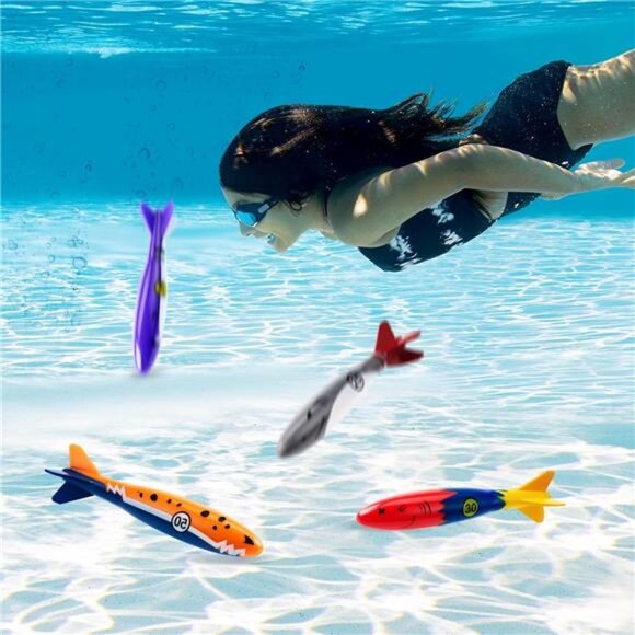 Kids‎ 8 Pack Pool Toys, Shark Underwater Diving Toys, Colorful Swimming Toy - Picture 3 of 7